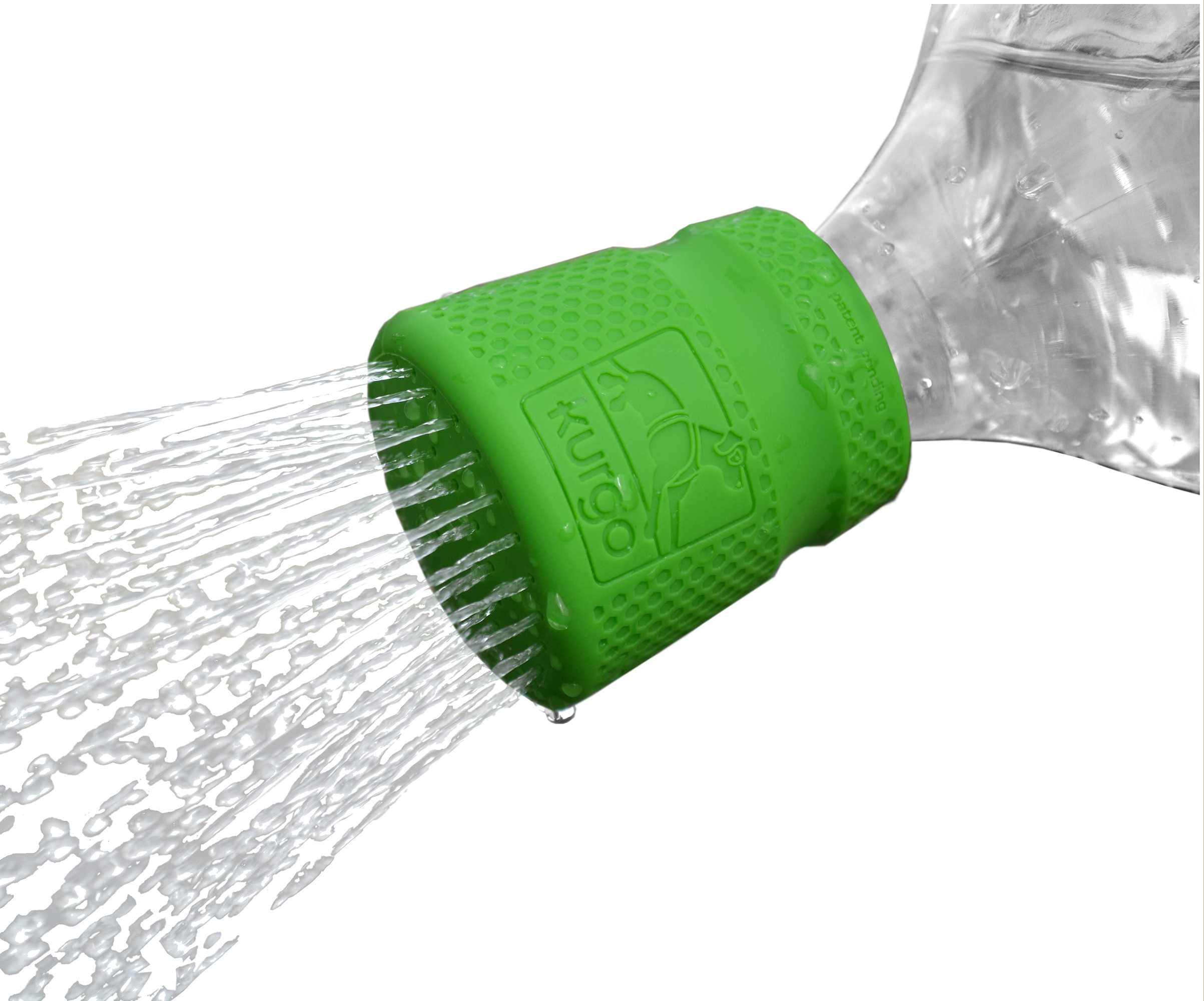 Portable Pet Shower - Kurgo - Fits any standard PET (polyethylene terephthalate) soda bottle between 16 ounces and 2 liters.