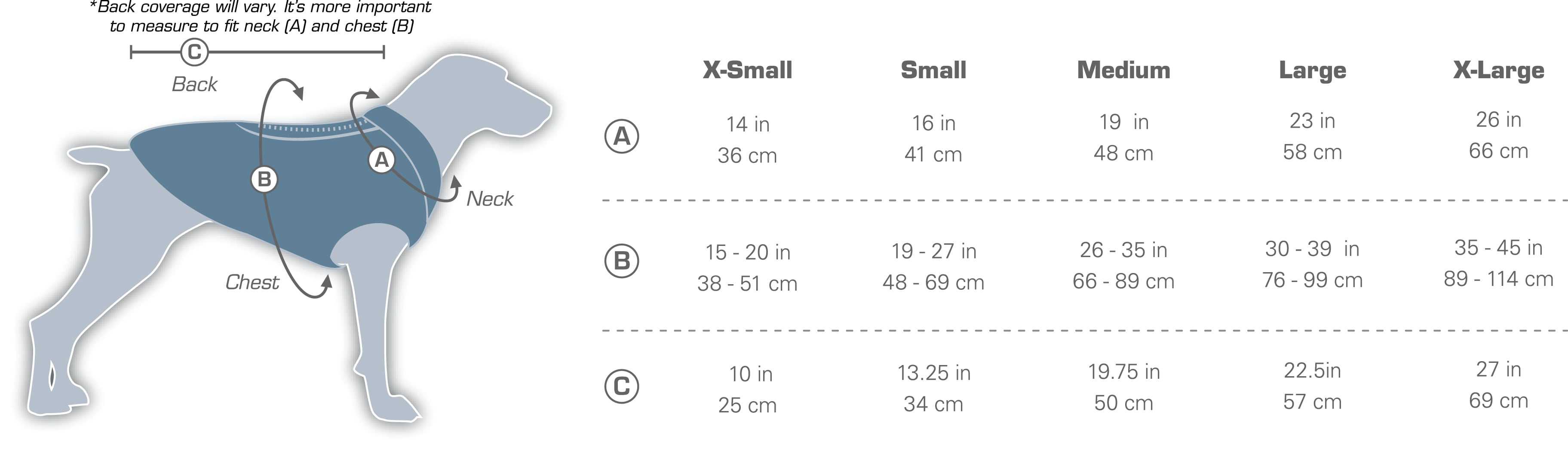 fido fleece size chart