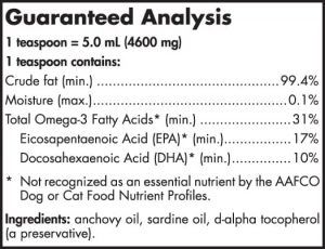 Omega 3 Fish Oil for Cats and Small Dogs - Guaranteed Analysis