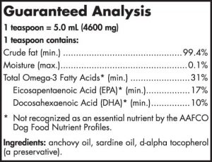 Omega-3 Fish Oil for Dogs-Med/Lg Breeds, Guaranteed Analysis