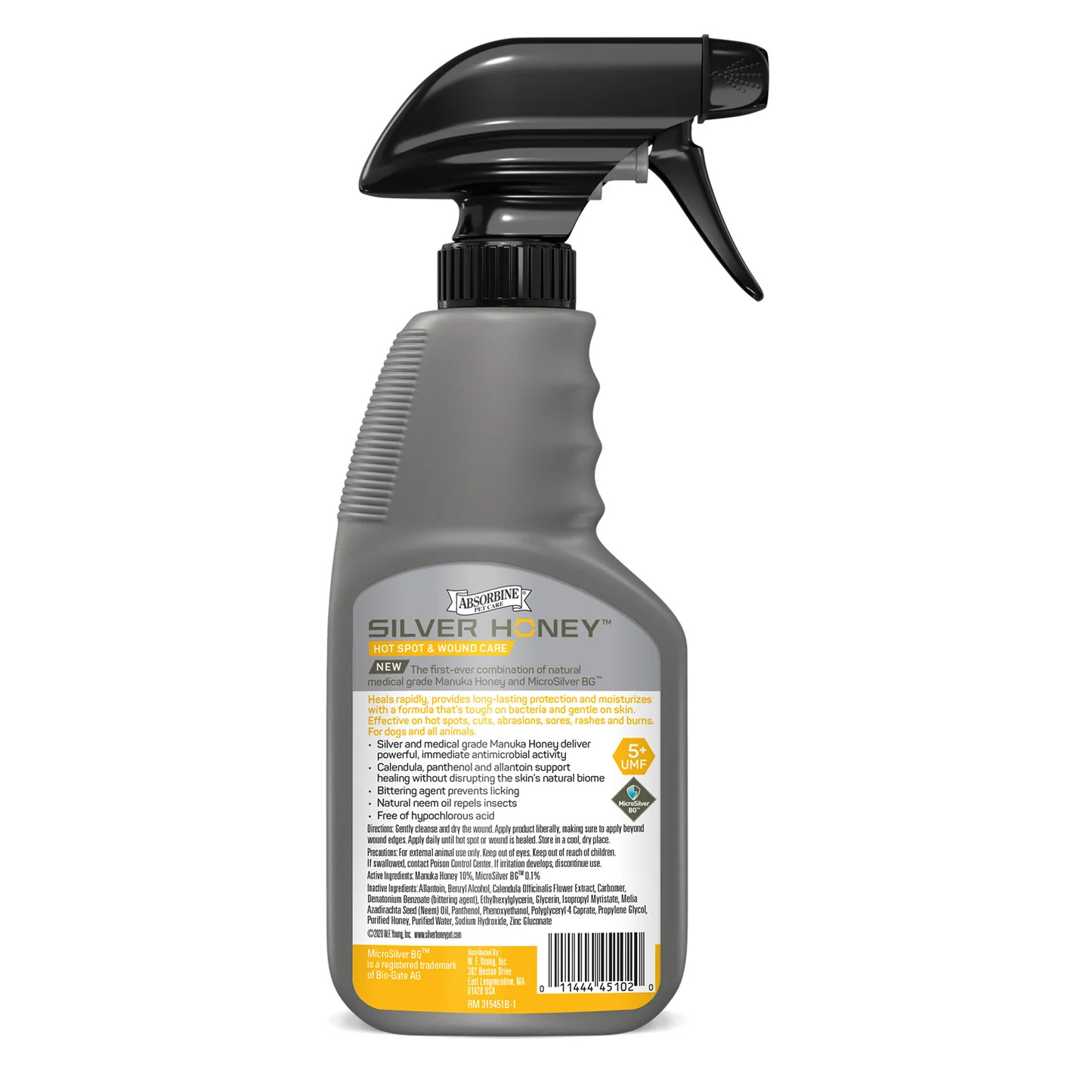 Dog wound spray - Silver Honey Hot Spot & Wound Care Spray 8 Fl. Oz - Back label