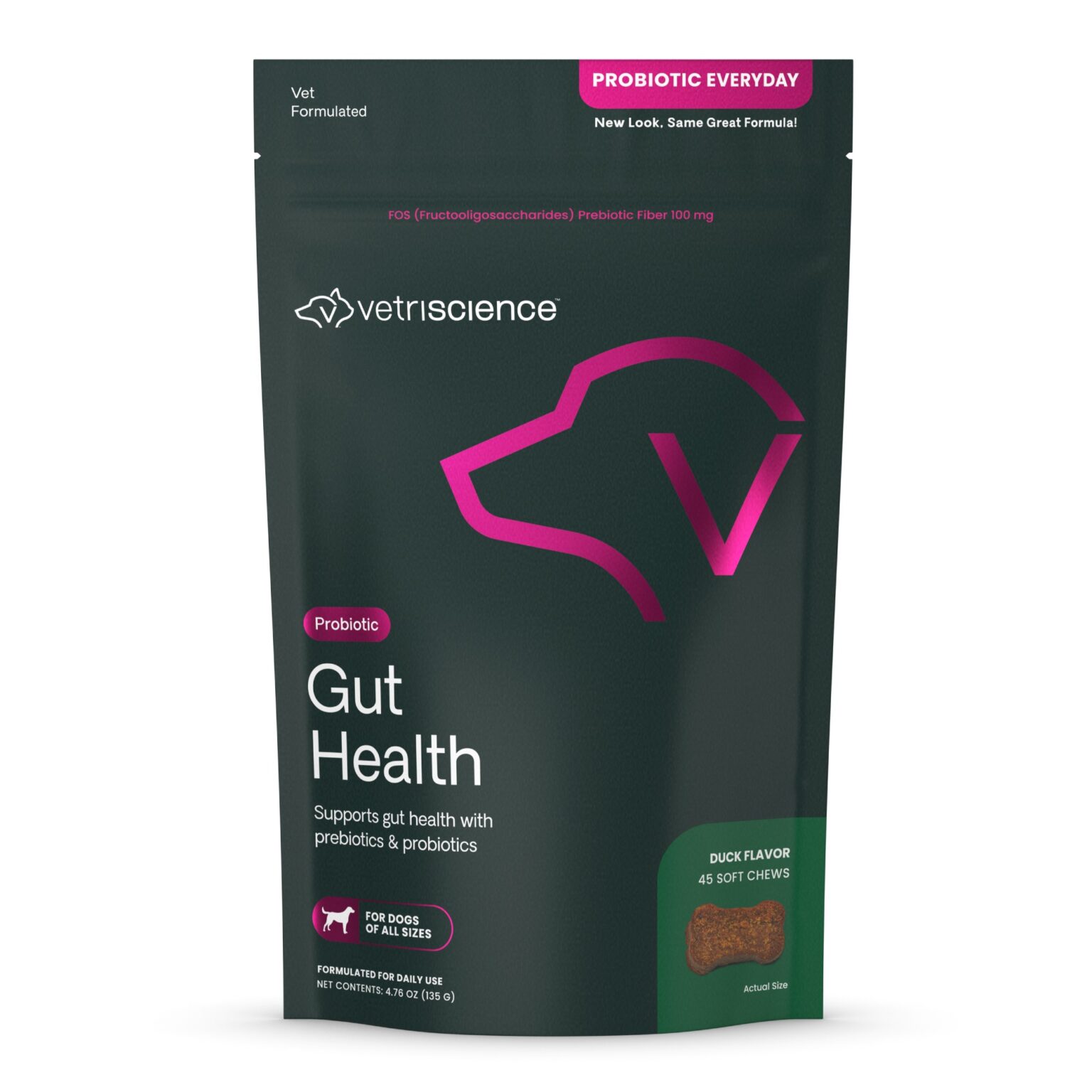 Dog probiotics - VetriScience Gut Health Chews for Dogs - Pkg front